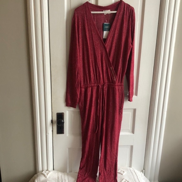 Roxy Stepping Out Wrap Jogger Tie Waist Soft Embroidered Jumpsuit Small - Picture 1 of 8